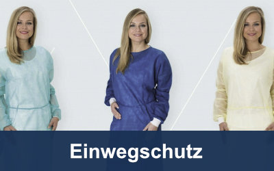 Damen mit Einwegschutzkittel